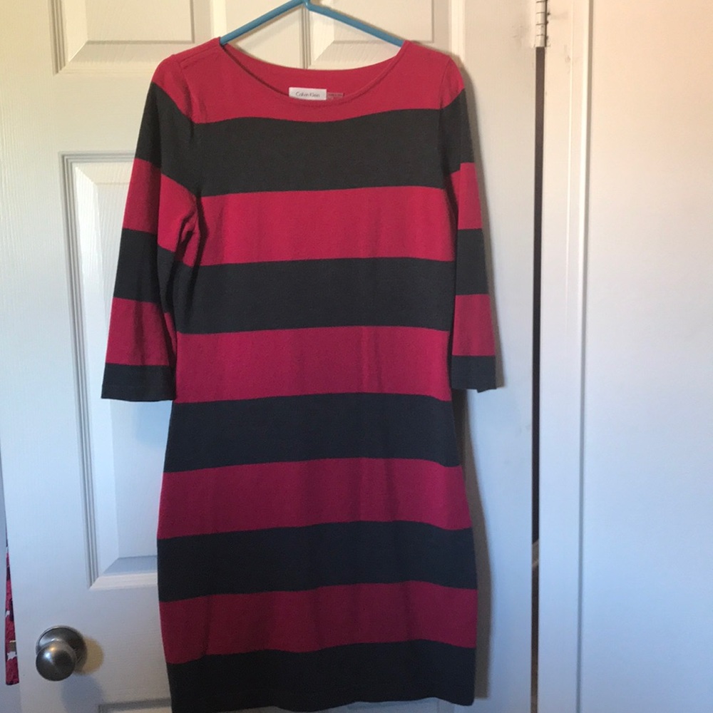 Calvin Klein striped sweater dress